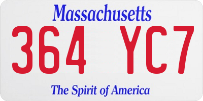MA license plate 364YC7