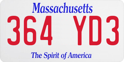 MA license plate 364YD3