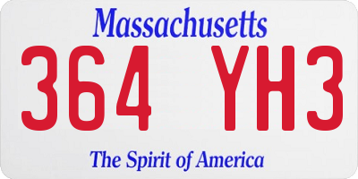 MA license plate 364YH3