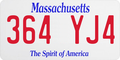 MA license plate 364YJ4
