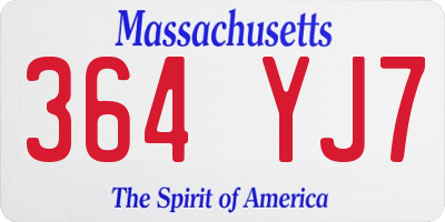 MA license plate 364YJ7