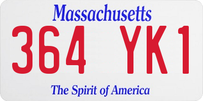 MA license plate 364YK1