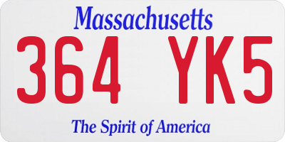 MA license plate 364YK5