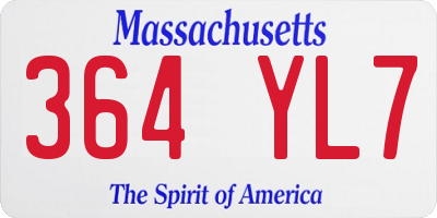MA license plate 364YL7
