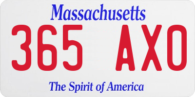 MA license plate 365AX0