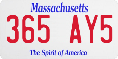 MA license plate 365AY5