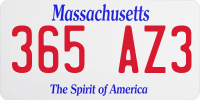 MA license plate 365AZ3
