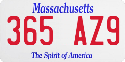 MA license plate 365AZ9