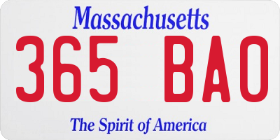 MA license plate 365BA0