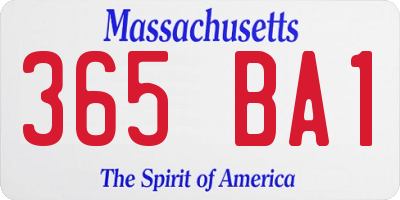 MA license plate 365BA1