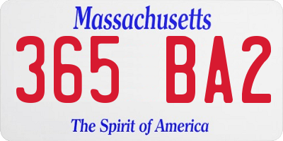 MA license plate 365BA2
