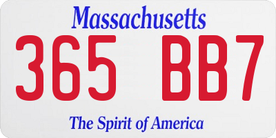 MA license plate 365BB7