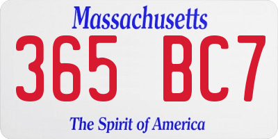 MA license plate 365BC7