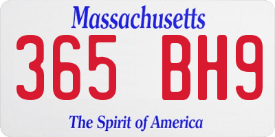 MA license plate 365BH9