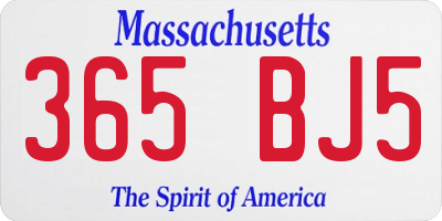 MA license plate 365BJ5