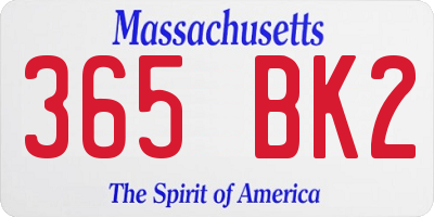 MA license plate 365BK2