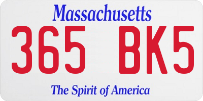MA license plate 365BK5