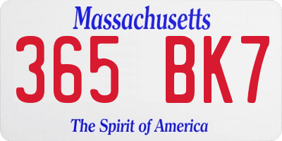 MA license plate 365BK7
