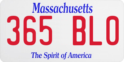 MA license plate 365BL0