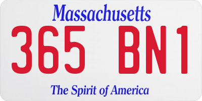 MA license plate 365BN1