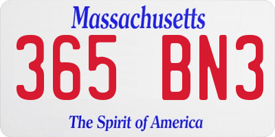 MA license plate 365BN3