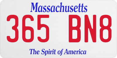 MA license plate 365BN8