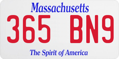 MA license plate 365BN9