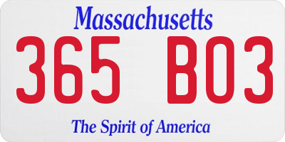 MA license plate 365BO3
