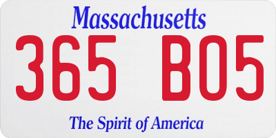 MA license plate 365BO5