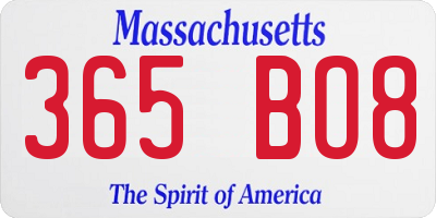 MA license plate 365BO8