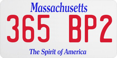 MA license plate 365BP2