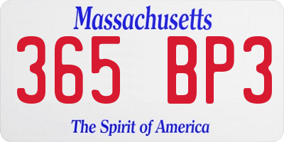 MA license plate 365BP3