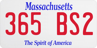 MA license plate 365BS2