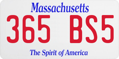 MA license plate 365BS5