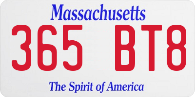 MA license plate 365BT8