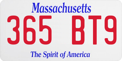 MA license plate 365BT9
