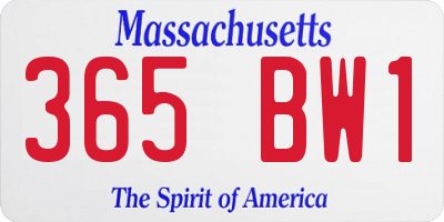 MA license plate 365BW1