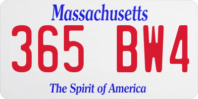 MA license plate 365BW4