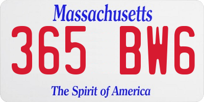 MA license plate 365BW6