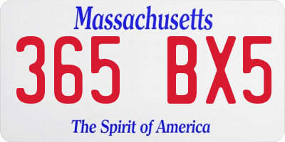 MA license plate 365BX5