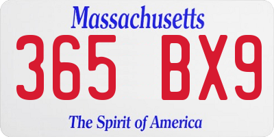 MA license plate 365BX9