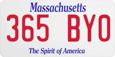 MA license plate 365BY0