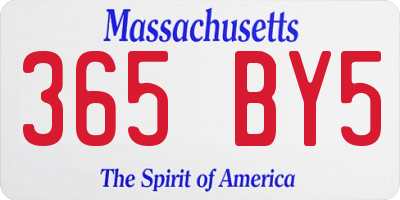 MA license plate 365BY5