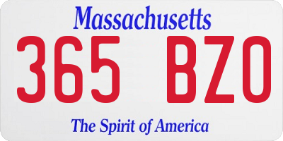 MA license plate 365BZ0