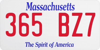MA license plate 365BZ7