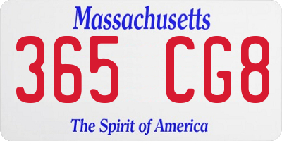 MA license plate 365CG8