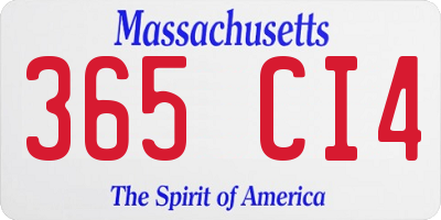 MA license plate 365CI4