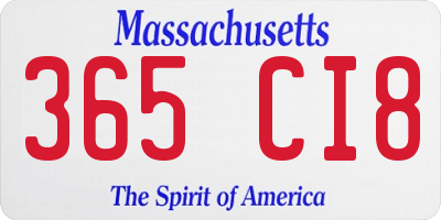 MA license plate 365CI8