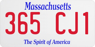 MA license plate 365CJ1