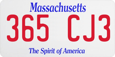 MA license plate 365CJ3